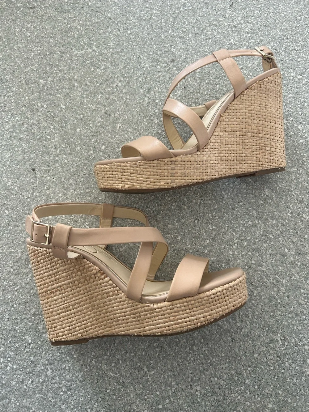 Jessica Simpson Women’s Nude Strappy Espadrille Wedge Sandals Size 8M